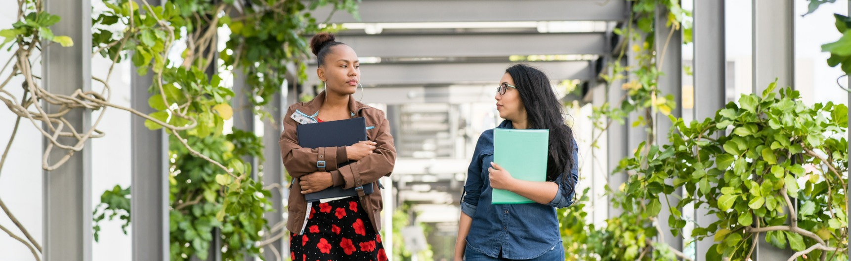 Two students walk together