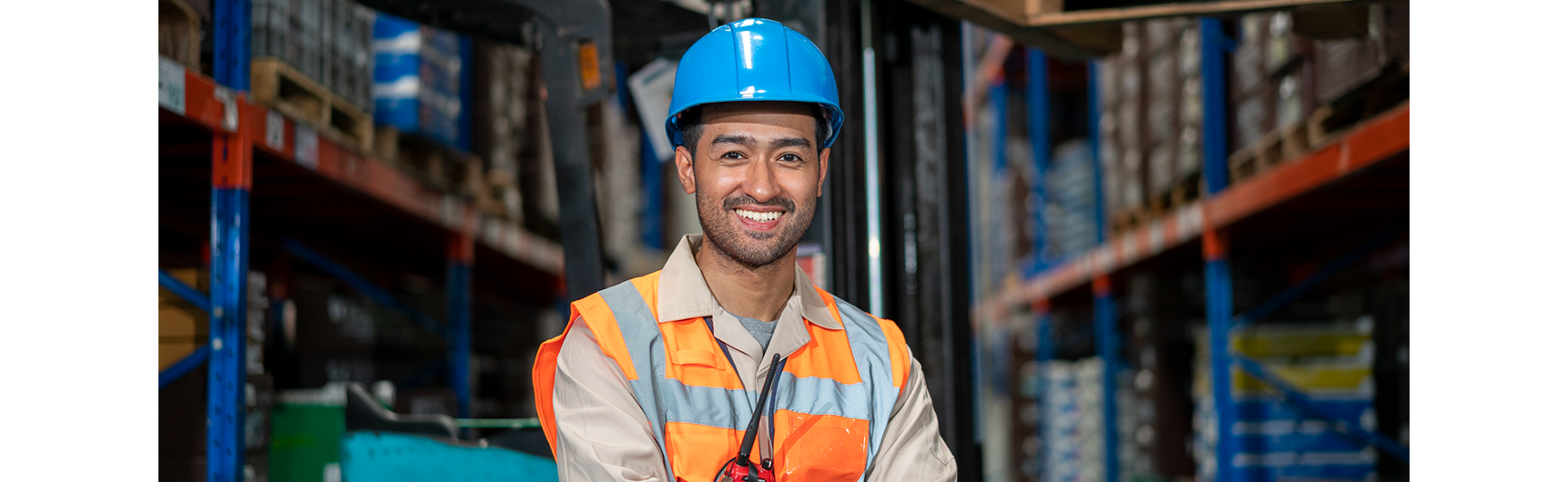Worker smile with blue hat