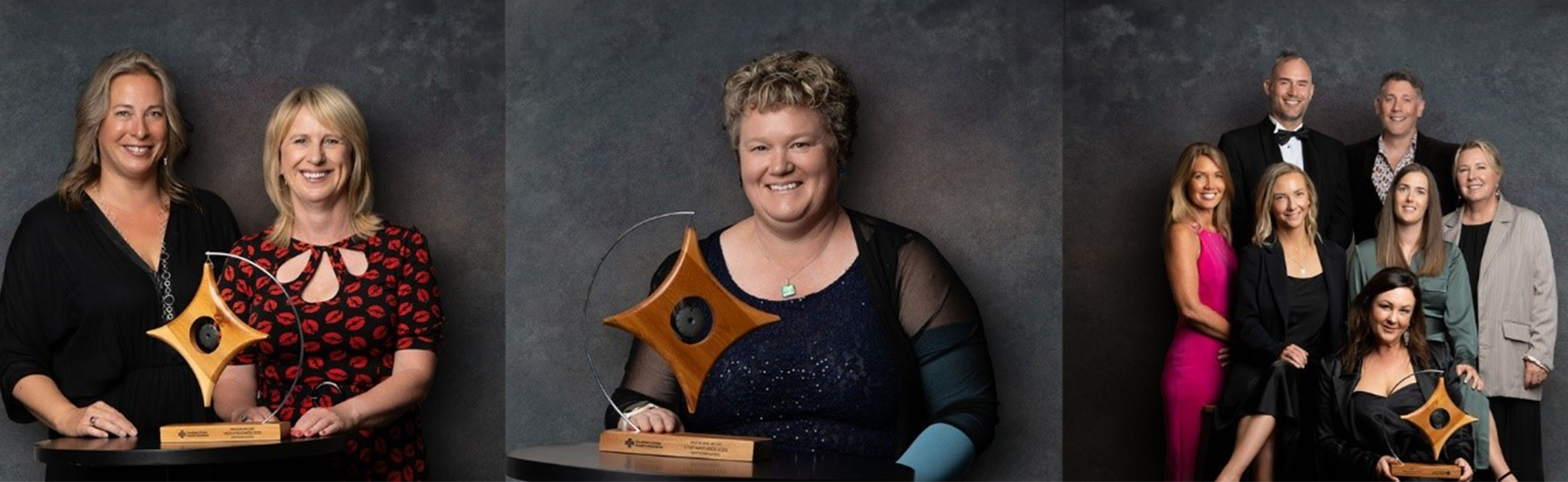 2023 winners: Marlborough Lines (Medium Business Award), Nadene Winchester (Star Wayfarer Award) & Spark (New Horizon Award).